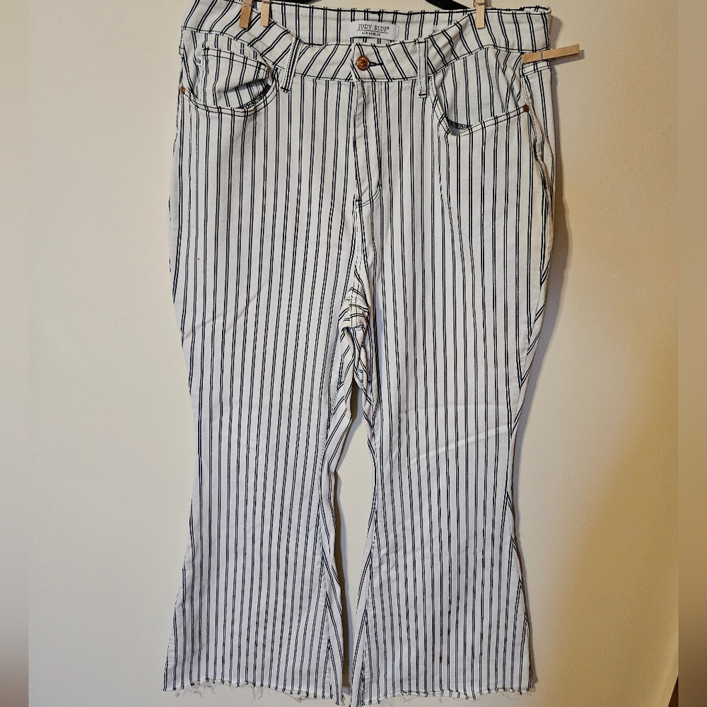 Judy Blue Super Flare Striped Flare Pants